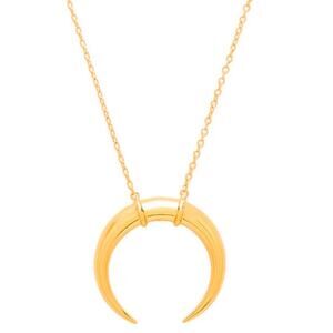GORGANA Large Horn Necklace Gold Plated Cayne Crescent Semi-Circle Cresent